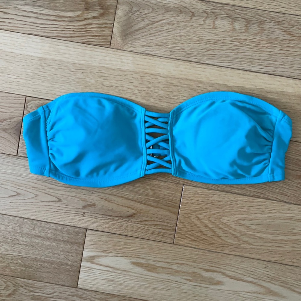 Turquoise bandeau bathing suit top